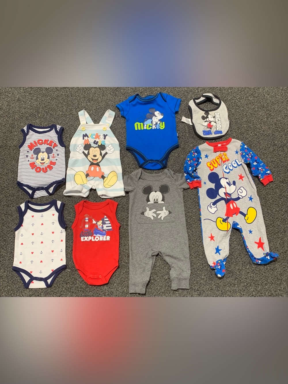 Bundled lot of Disney Baby Mickey Mouse infant boys size 0/3 and 3/6 month